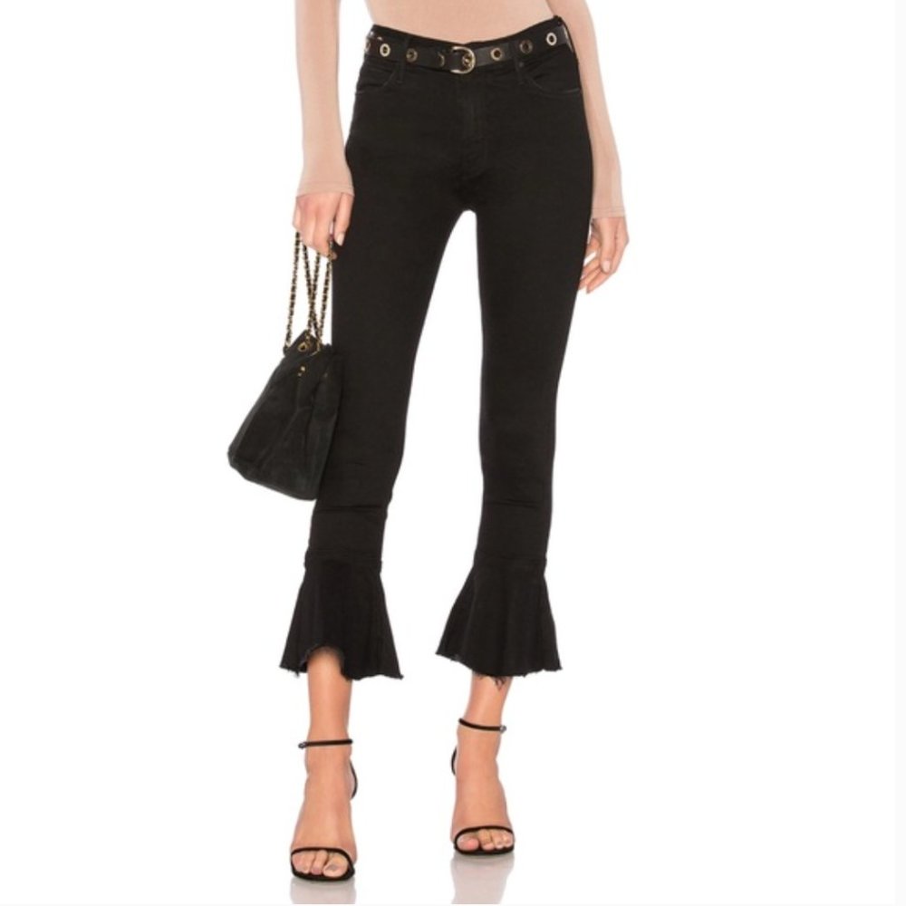 Mother Denim The Cha Cha Fray Not Guilty Black Crop 28 Women's Jeans